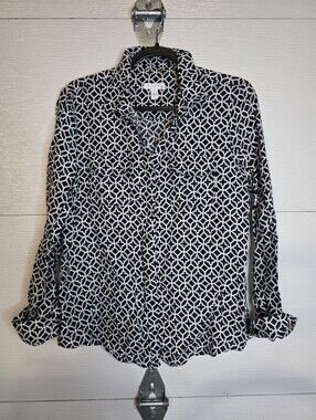 Charter Club Black & White Geometric Button-Down Shirt